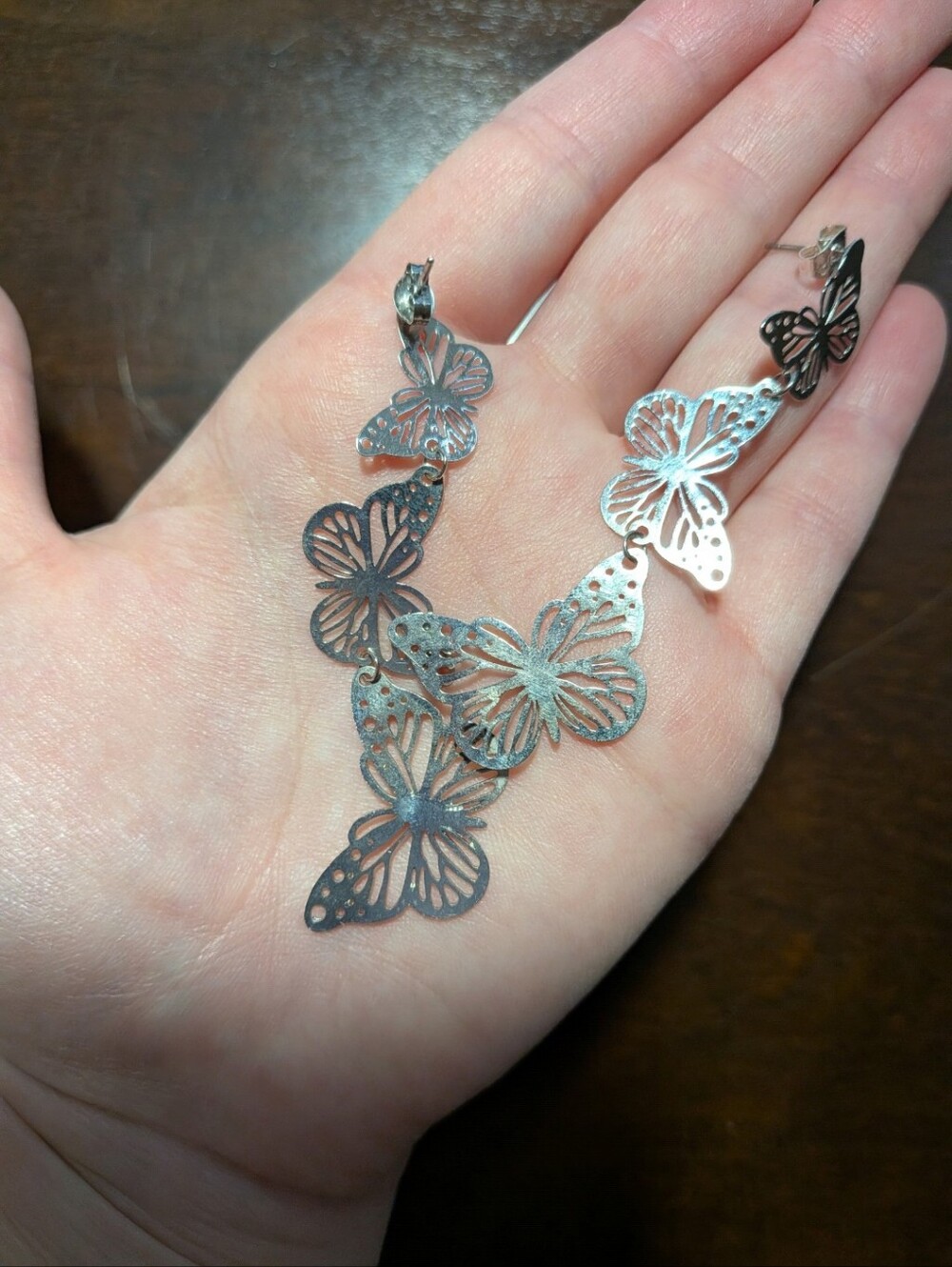 Silver Butterfly Drop Earrings
